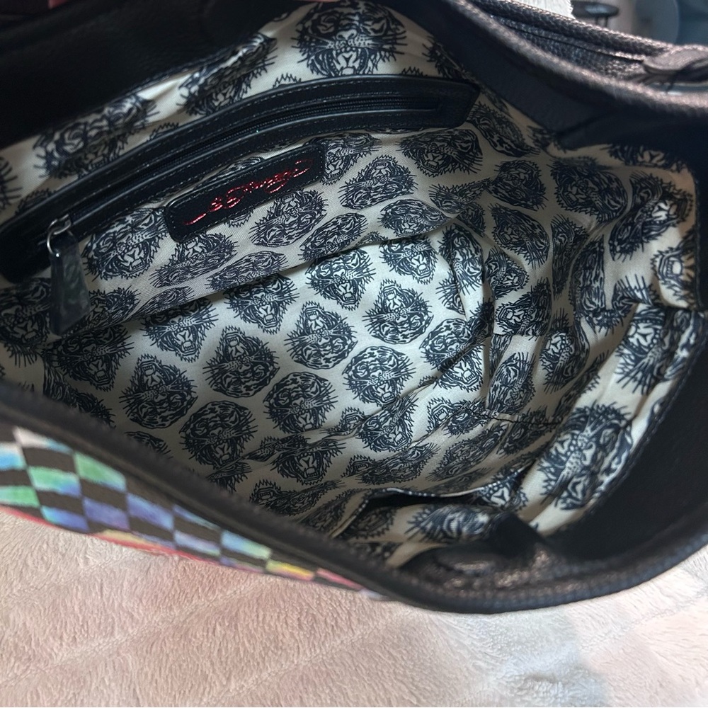 Ed Hardy “Love Kills Slowly” Colorful Graphic Hobo Tote with Rhinestones - Picture 10 of 13
